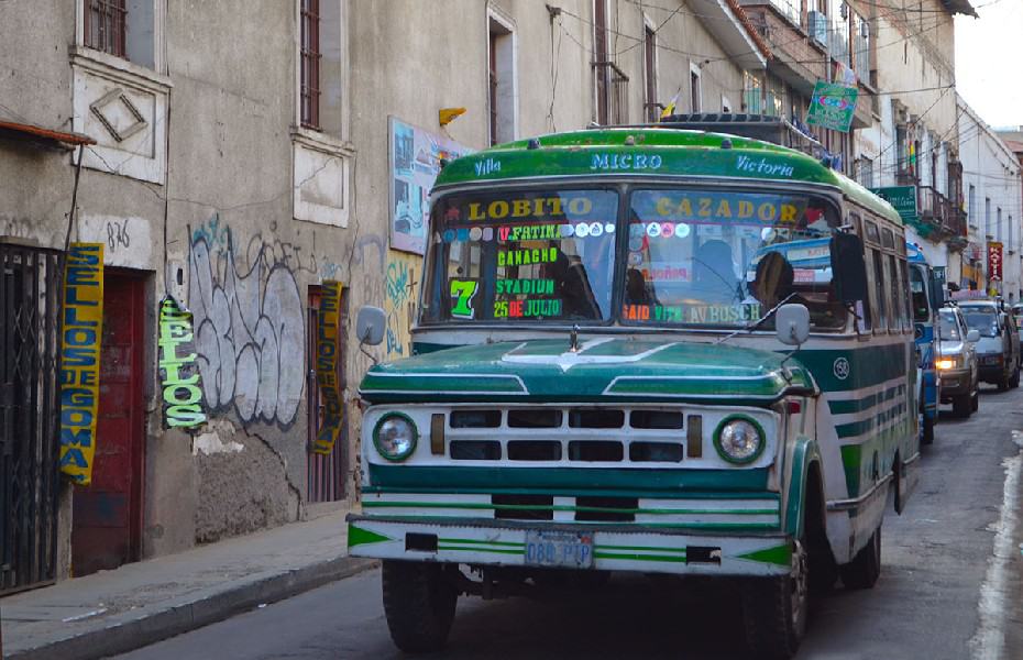 public transportation bus in La Paz