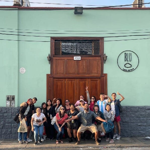 Tour group infront of BLU in Barranco, Limas Scents and Flavors Tour