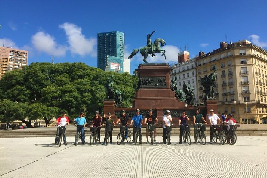 Group at the meeting point Plaza San Martin for the Buenos Aires Bike tour