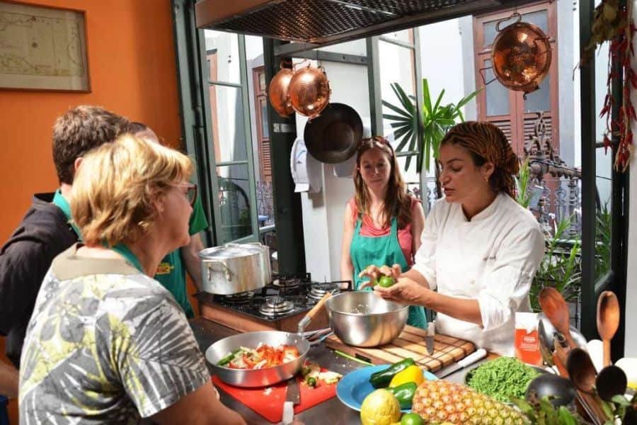 Chef Simone explaining the ingredients during her traditional brazilian cooking class in Rio de Janeiro