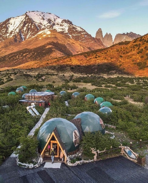 Eco-glamping in the domes of the EcoCamp in Torres del Paine, Patagonia