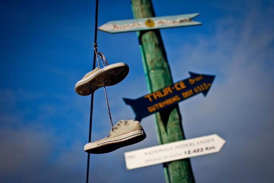 shoes and street signs, Punta Arenas Walking Tour