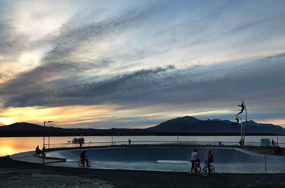 beautiful sunset, Puerto Natales on Two Wheels Tour