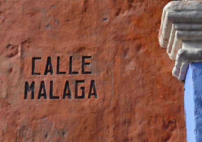 Ocre-wall at the colonial Santa Catalina Monastery in Arequipa