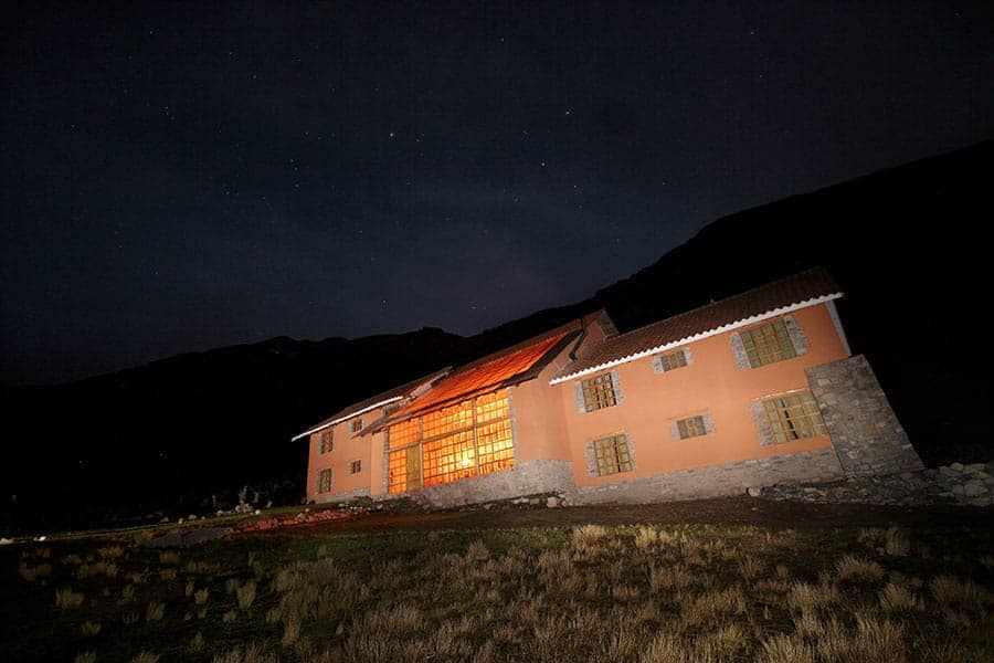Chilca Lodge by night - one of the lodges offered in the 'Apu Ausangate Trek'
