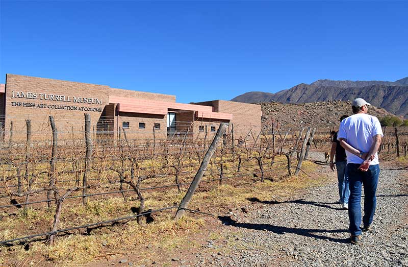 Salta Argentina - Man approaching the James Turrel Museum in Bodega Colome 