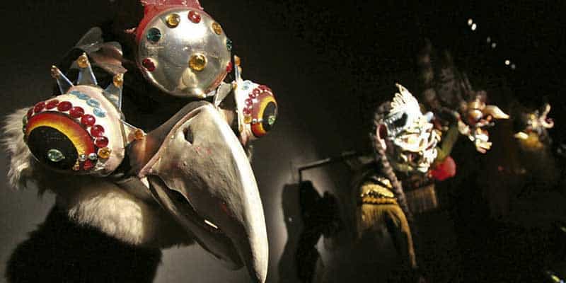 Bolivian traditional costumes at Ekako Museum on Sun Island, Titicaca Lake