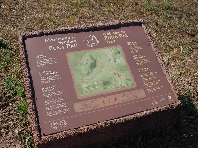 Information signage at Puna Pau Easter Island