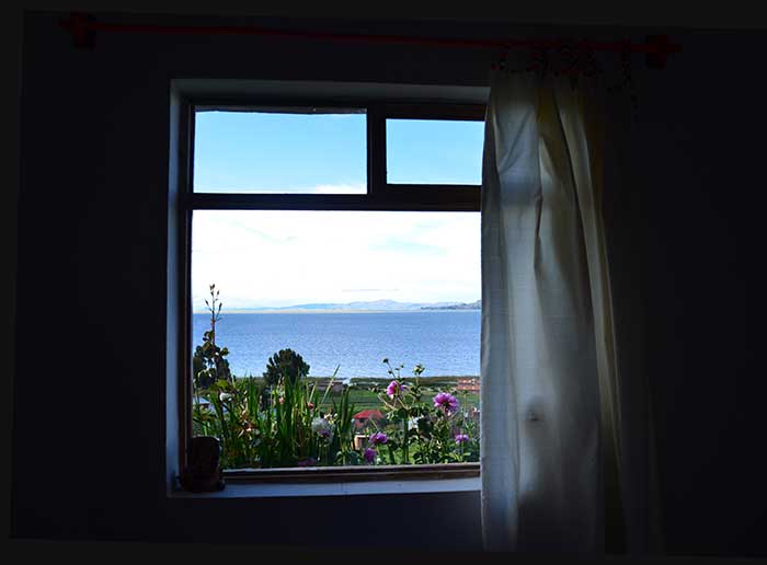 View from the window of a guesthouse at Luquina Chico community (on the shores of Titicaca Lake in Puno)