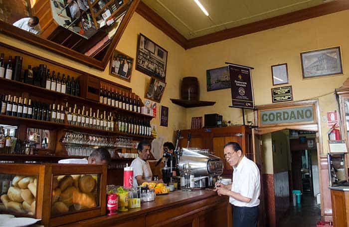 Counter at Cordano bar in the Lima's historic center