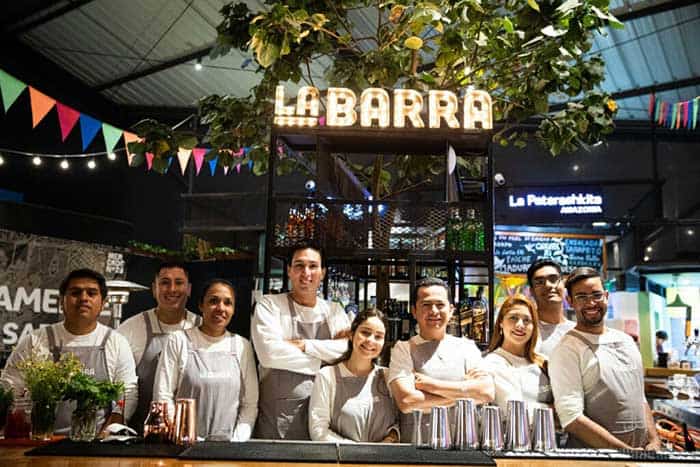 Team of La Barra - one of the options at the gourmet food court Mercado 28 in Miraflores