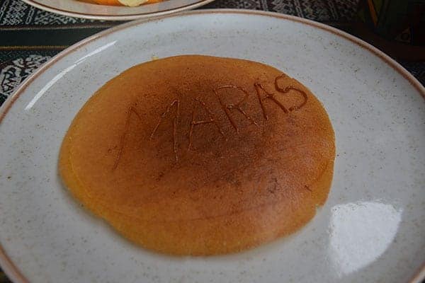 Pancakes served in Misminay community when doing glamping in the Sacred Valley of Cusco