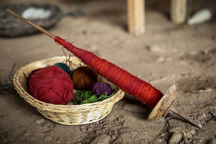 wool balls shown during a textile workshop in the Potato Park, Cusco