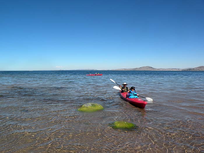 Kayaking on Lake Titicaca in Puno (Peruvian side)