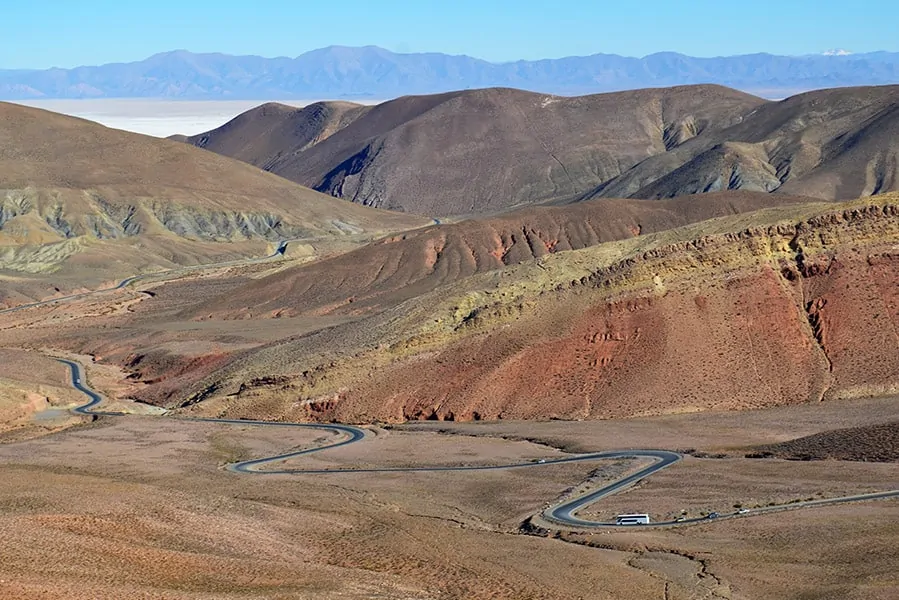 The zig-zag road 'Cuesta de Lipan' - Route 52 - from Purmamarca to Salinas 