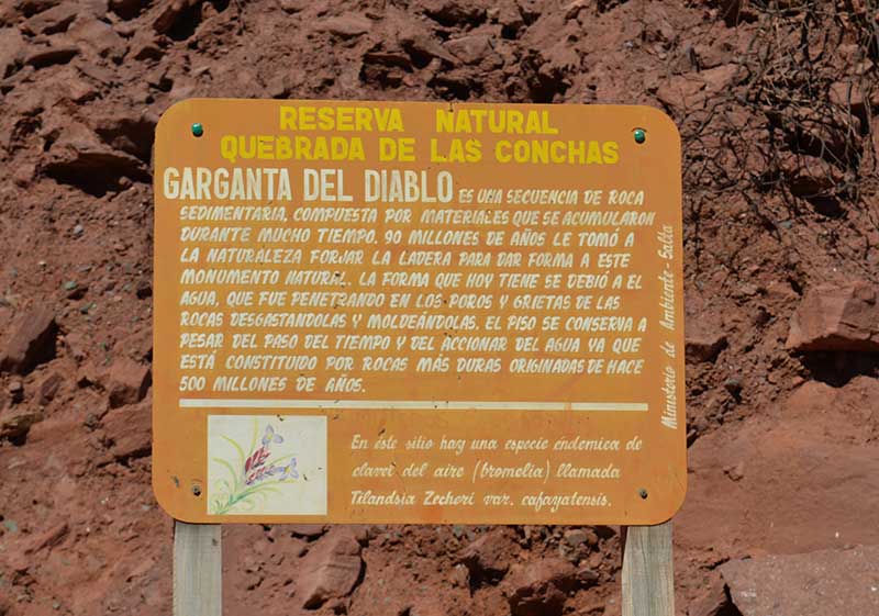 Salta Argentina - Sign of the Shell's Gorge (Quebrada de las Conchas 