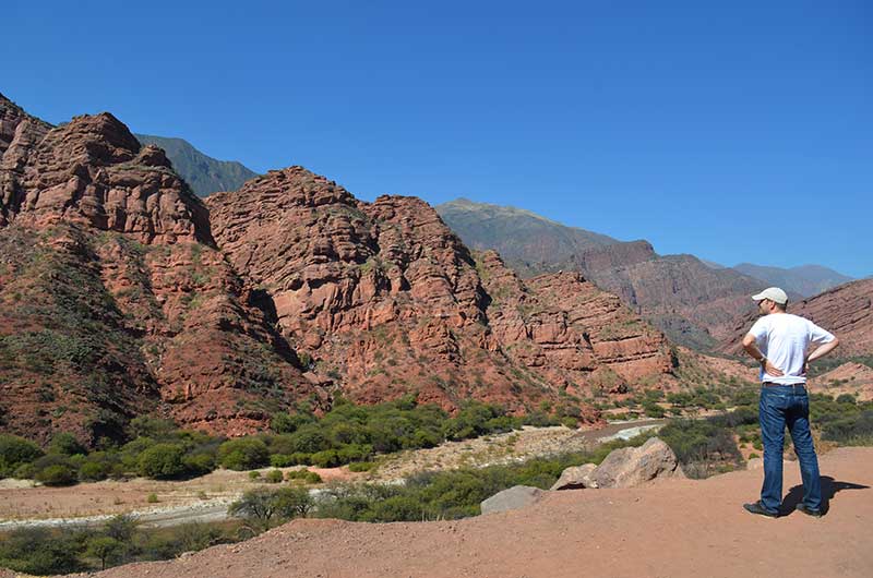 Salta - Argentina - Man contemplating the Shell's Gorge (Quebrada de las Conchas) in Northern Argentina