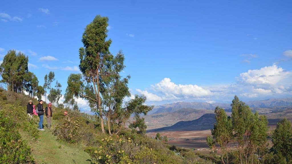 View over agricultural terraces in the tiny community of Misminay offering glamping in the Sacred Valley