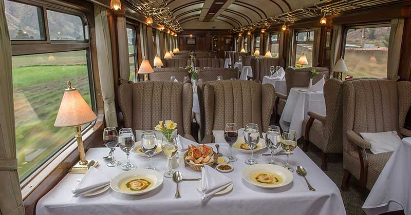 food in dining car of titicaca train