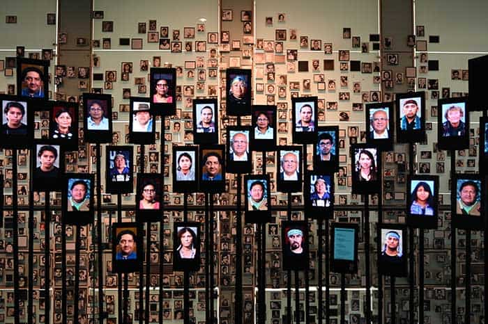 Pictures of the vanished Chilean citizens during the Pinochet's dictatorship in Chile - Museo de la Memoria Santiago, Chile