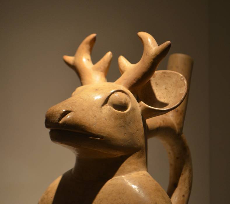 pre-Inca pottery of an Andean deer at the MAP Museum in Cusco