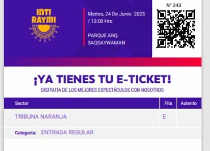 Inti Raymi ticket 2025